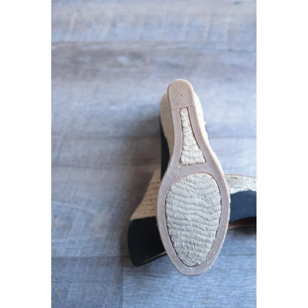 J.Crew Seville Black Canvas Closed Toe Espadrille Wedge Heels Size 7.5